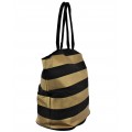 9205- BLACK & GOLD STRIPES CANVAS TOTE BAG